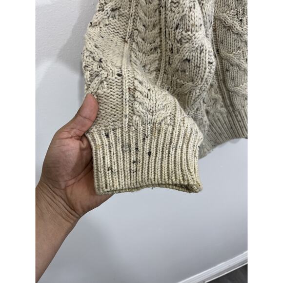 LL Bean Irish Wool Fair Isle Grandpa Heritage Sweater L Cabincore Fisherman Knit - Picture 8 of 16